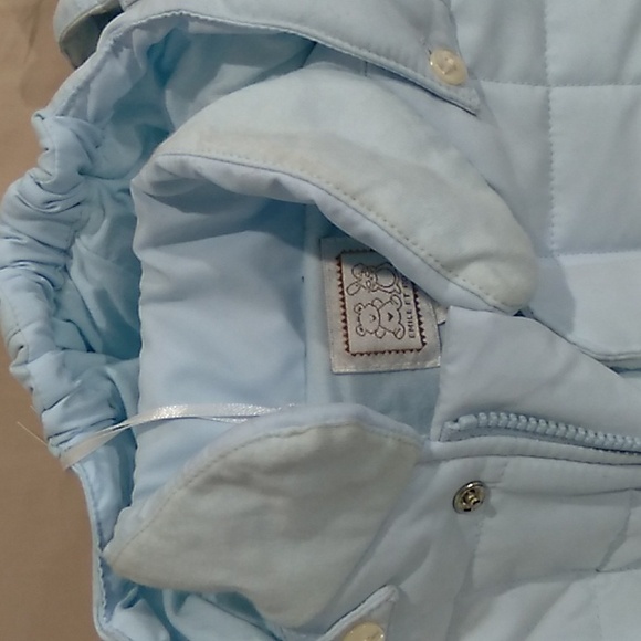 Nwt emile et rose baby blue 6 month quilted hooded jacket with attached mitts - Picture 9 of 10